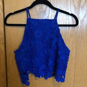 Royal Blue Lace Crop Top